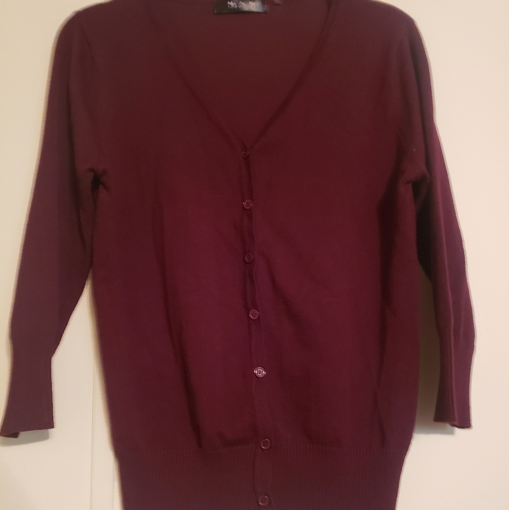 EUC MAK Size XL RED Jaclynn 3/4Slv Button-Up Cardi